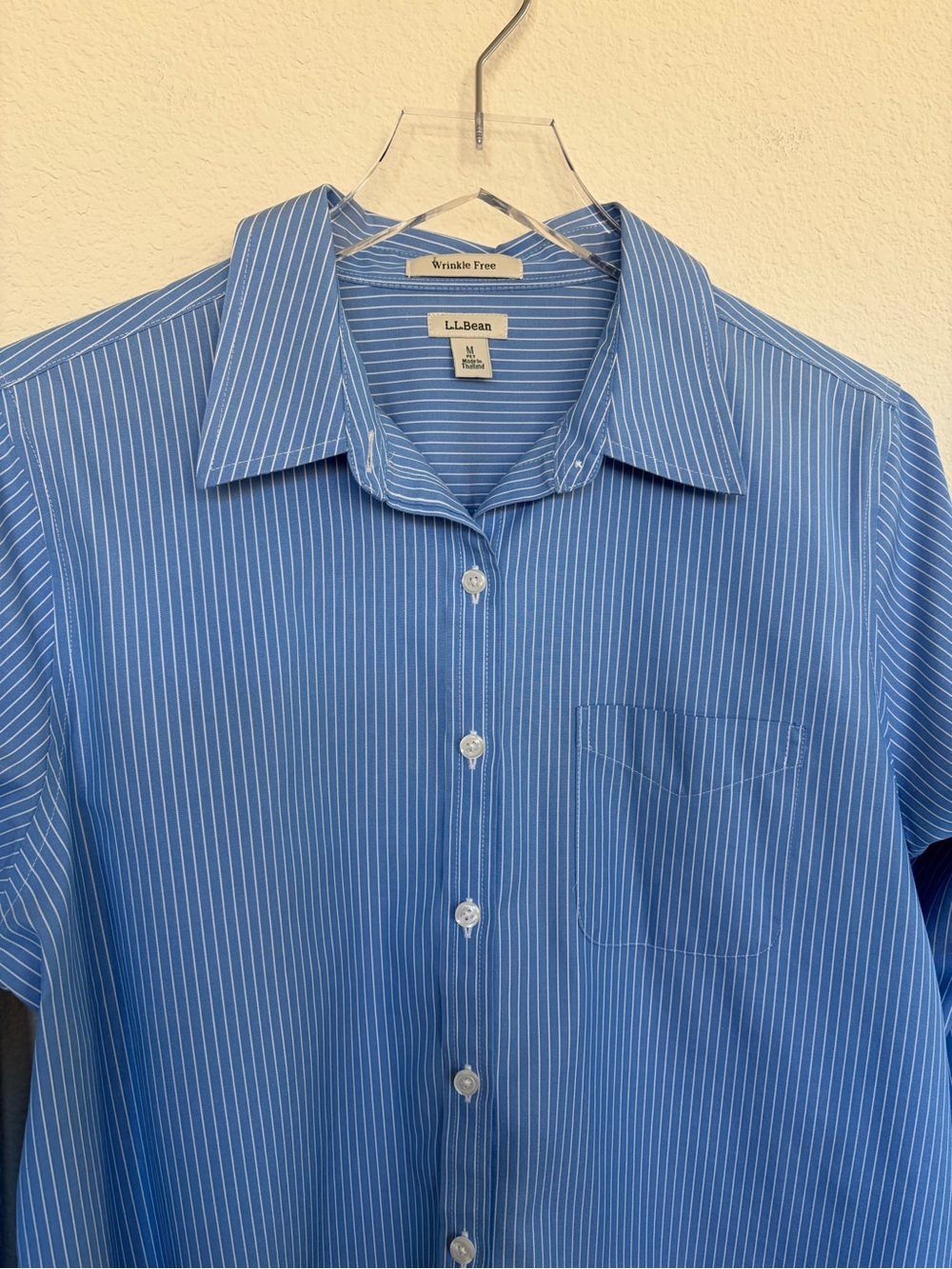 L.L. Bean Wrinkle Free Blue and White Striped Button Down Shirt | MP - Picture 2 of 11